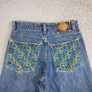 Coogi Denim Shorts Men 34 Embroidered Logo Cutoff Raw Hem Distressed Vtg Fit 32